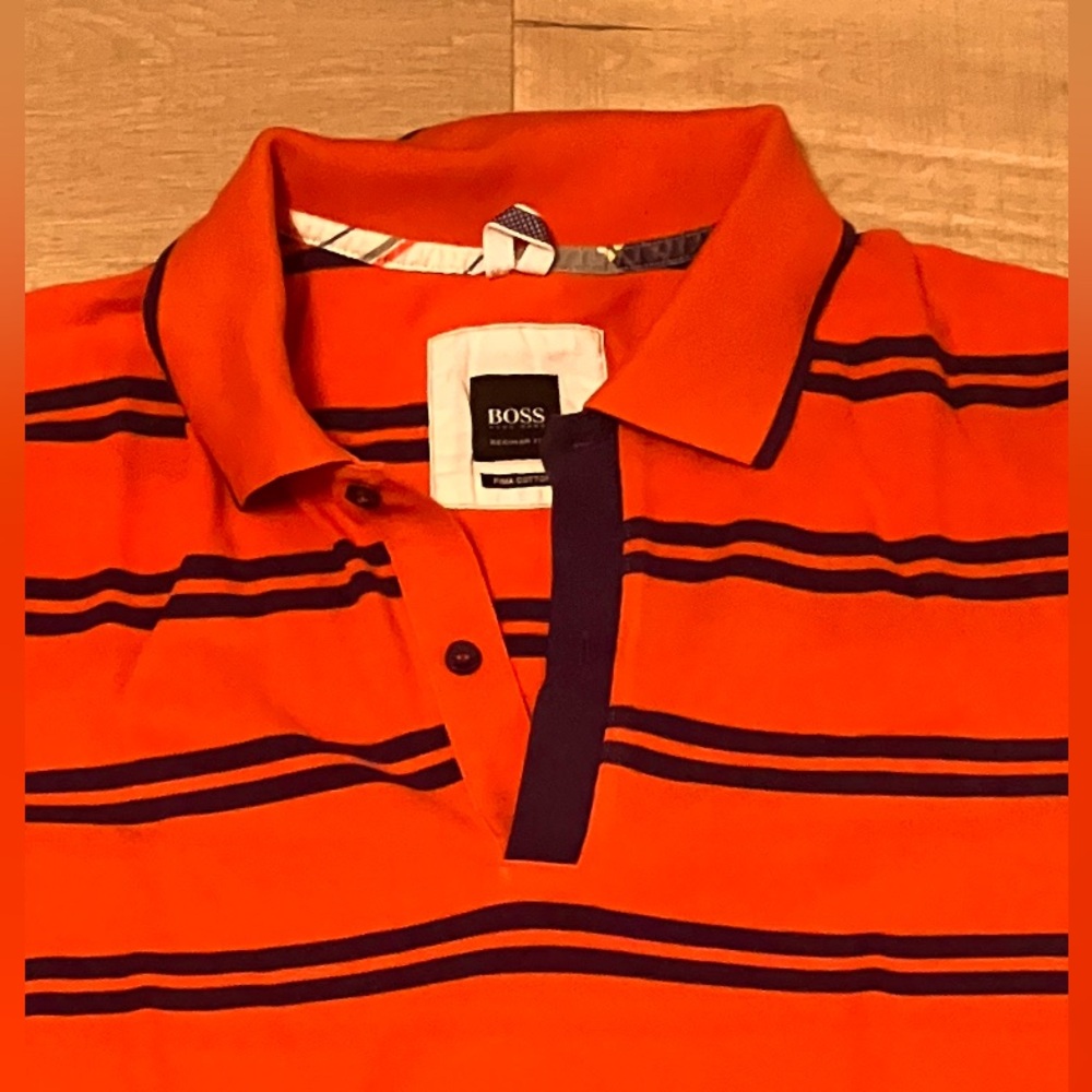 Boss. Hugo Boss striped polo.